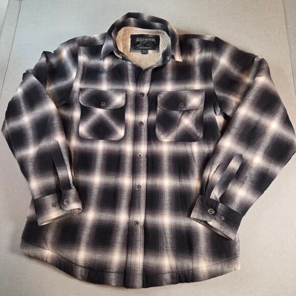 Sherpa Flannel Shacket Grizzly Mountain Men’s M Plaid Shirt Jacket Lined Fleece - Picture 1 of 11